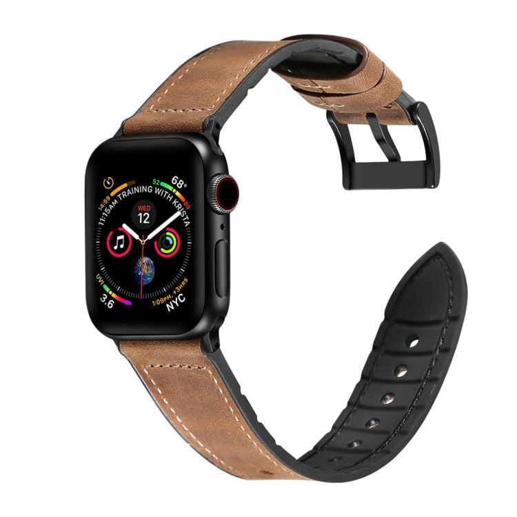 Crazy Horse Texture TPU + Stainless Steel Watch Band for Apple Watch Series 3 & 2 & 1 38mm, 38mm