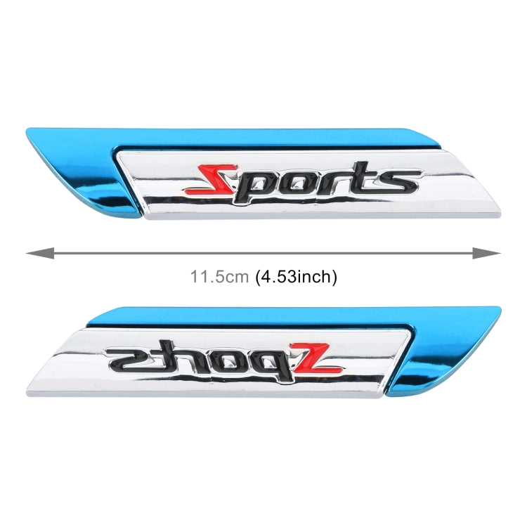 1 Pair Car SPORTS Personalized Aluminum Alloy Decorative Stickers, Size: 11.5 x 2.5 x 0.5cm, SPORTS