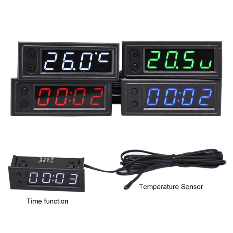 3 in 1 DC5-50V Car High-precision Electronic LED Luminous Clock + Thermometer + Voltmeter, 3 in 1 DC5-50V Green, 3 in 1 DC5-50V Blue, 3 in 1 DC5-50V Red, 3 in 1 DC5-50V 3 in 1 DC5-50V