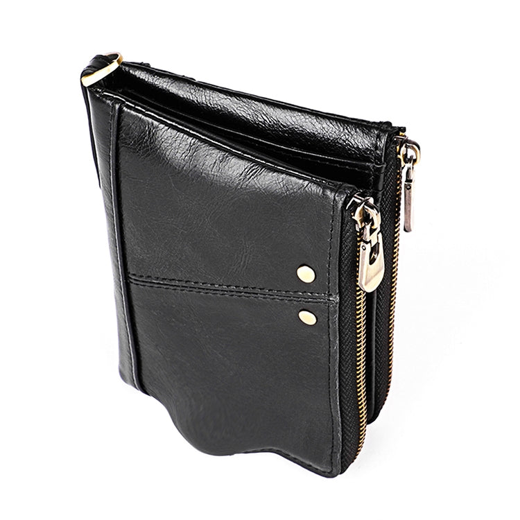 3533 Long Crazy Horse Texture Cowhide Leather Folding Anti-magnetic RFID Wallet Clutch Bag for Men, with Card Slots, 3533 Black, 3533 Coffee, 3533 Blue, 3533 Red, 3533 Yellowish-brown