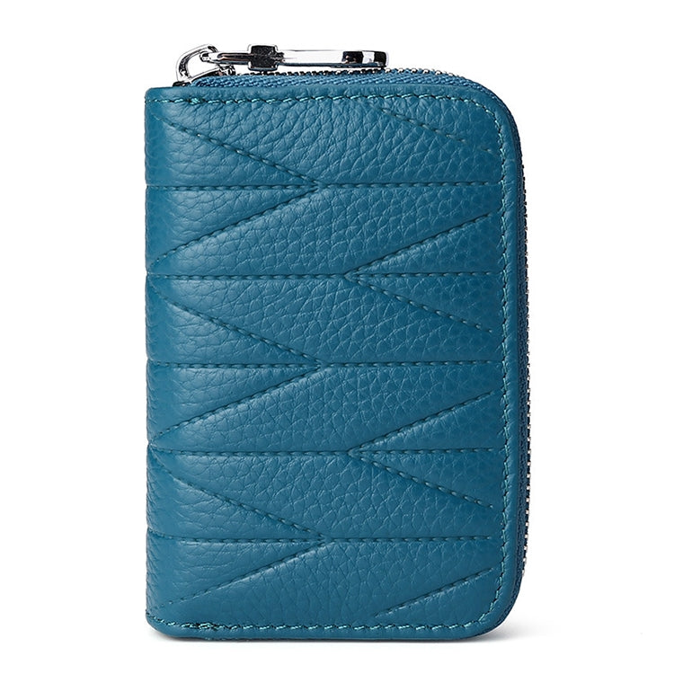 KB191 Zipper Cowhide Leather Organ Shape Multiple Card Slots Anti-magnetic RFID Wallet Clutch Bag for Ladies, KB191 Aqua Blue, KB191 Black, KB191 Dark Blue, KB191 Pink, KB191 Light Purple, KB191 Wine Red, KB191 Brown