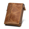 Genuine Cowhide Leather Crazy Horse Texture Dual Zipper Short Style Card Holder Wallet RFID Blocking Card Bag Protect Case for Men, Size: 12.1*9.4*2.7cm