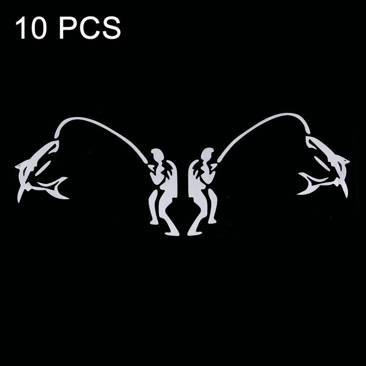 10 PCS Dual Funny Go Fishing Styling Reflective Car Sticker, Size: 25cm x 9.5cm, Fishing Styling 3