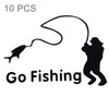10 PCS Go Fishing Styling Reflective Car Sticker, Size: 14cm x 9.5cm, Fishing Styling 1