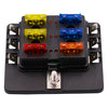 1 in 6 Out Fuse Box PC Terminal Block Fuse Holder Kits with LED Warning Indicator for Auto Car Truck Boat, 1 in 6 Out (PC Terminal Block)