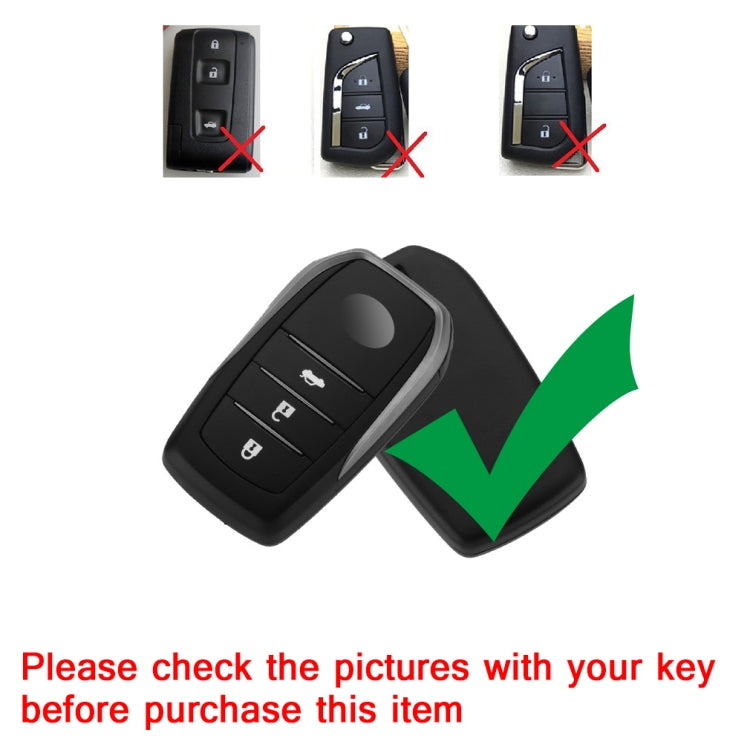 Electroplating TPU Single-shell Car Key Case with Key Ring for TOYOTA HIGHLANDER / CROWN / PRADO / VIOS / CAMRY / COROLLA, Black