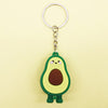 10 PCS Cute Fruit Jewelry Soft Silicone Cartoon Anthropomorphic Avocado Key Ring, Soft Silicone Avocado Shape