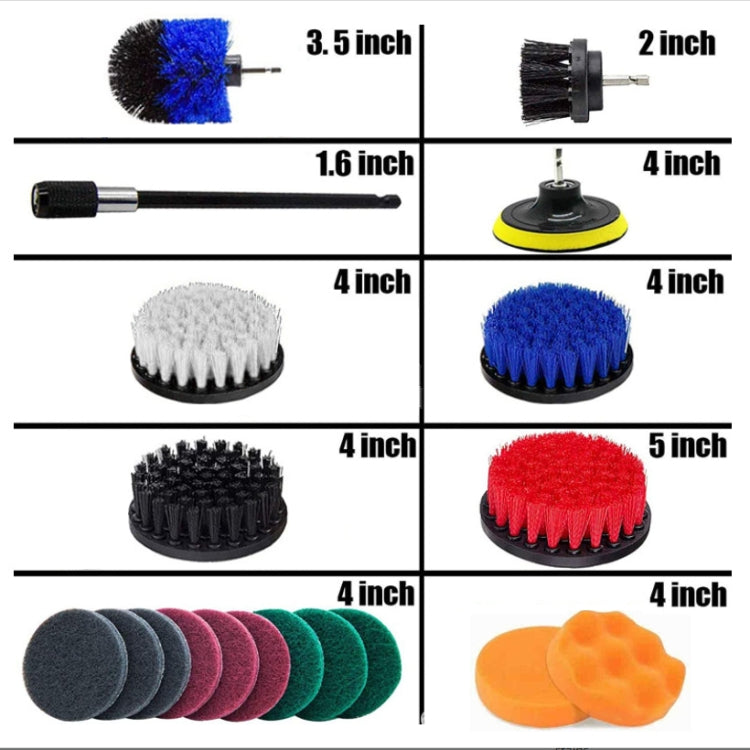 23 in 1 Floor Wall Window Glass Cleaning Descaling Electric Drill Brush Head Set, 23 in 1