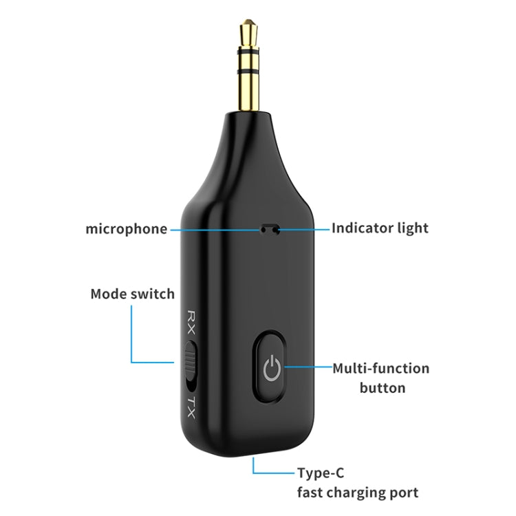 A60 3 in 1 Car Bluetooth Receiver Transmitter 3.5AUX Hands-free Call, A60