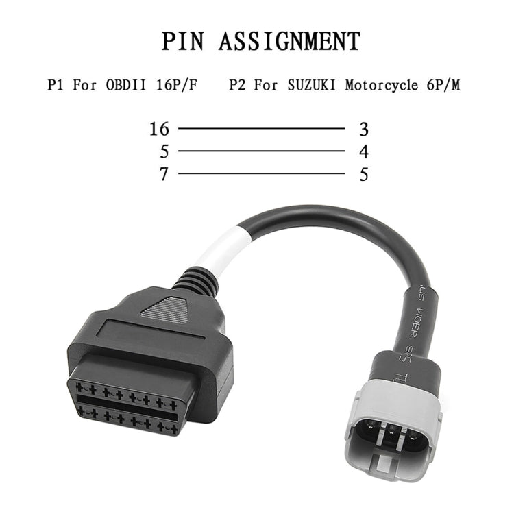 Motorcycle OBD 16PIN Female to 6PIN Connector Cable for Suzuki, For Suzuki