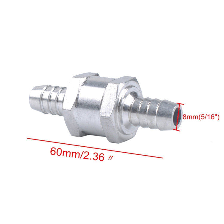 Car 8mm Aluminium Alloy Fuel Petrol One Way Non Return Check Valve, 8mm Silver