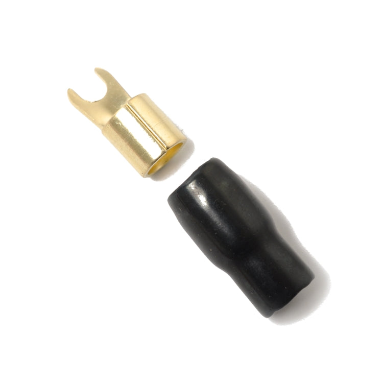 5 Pairs Car Audio Power Ground Wire Fork Terminals Brass 4 Gauge 5/16 inch Connectors Red and Black Boots, 4 Gauge 5/16 inch