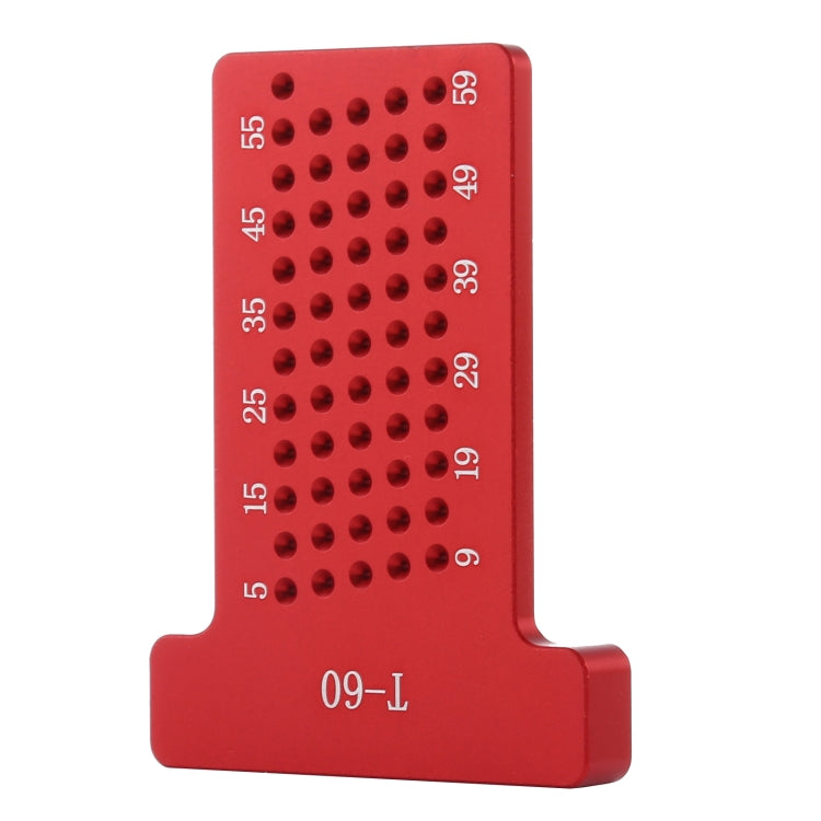 T60 T-Shaped Woodworking Aluminum Alloy Holes Ruler Marking Fixing Tool, T60