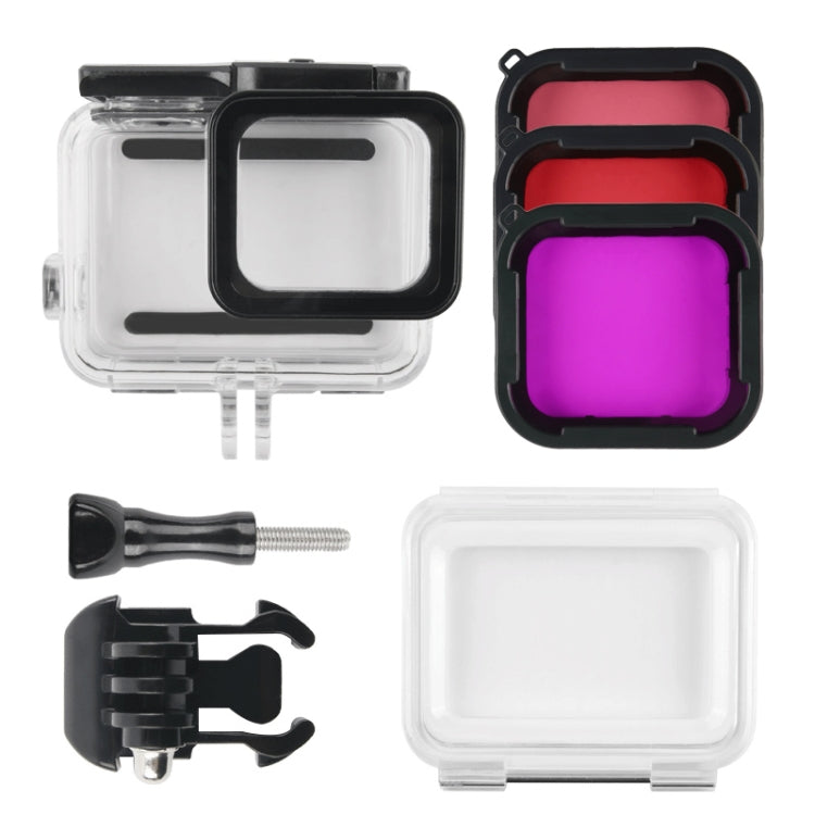 45m Waterproof Housing Protective Case + Touch Screen Back Cover for GoPro NEW HERO /HERO6 /5, with Buckle Basic Mount & Screw & (Purple, Red, Pink) Filters, No Need to Remove Lens, Touch Screen + Filters (Transparent), Touch Screen + Filters (Black)