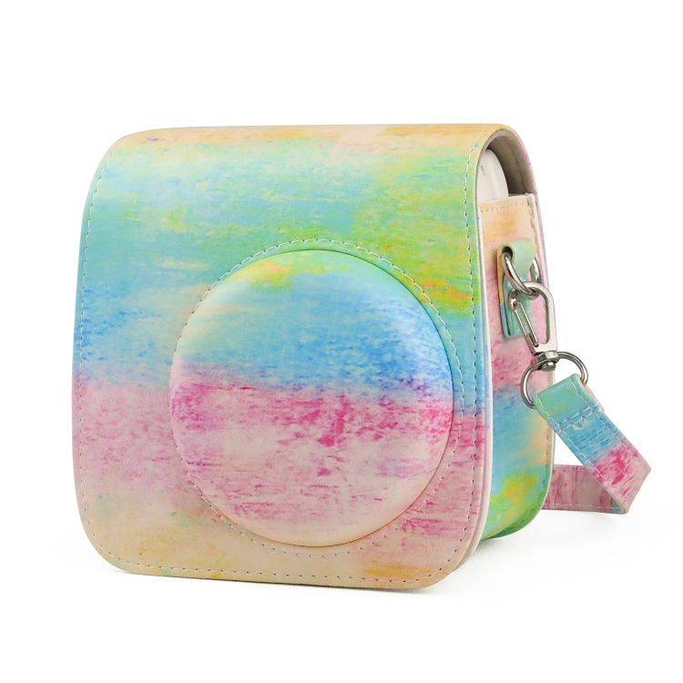 Oil Paint Full Body PU Leather Case Camera  Bag with Strap for FUJIFILM instax mini 7+, Oil Paint
