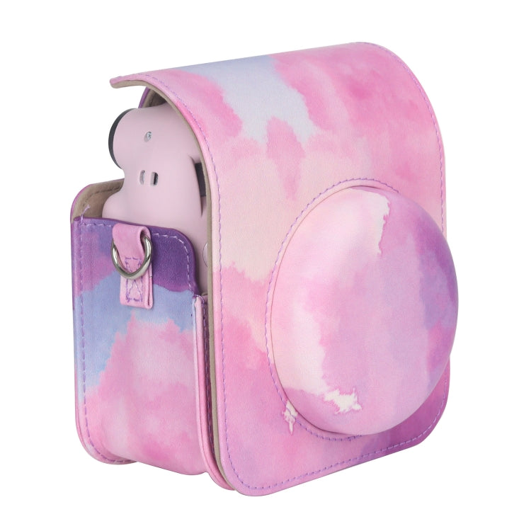For FUJIFILM instax mini 12 Painted Full Body Leather Case Camera Bag with Strap(Blue Pink)