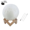 Customized Touch Switch 2-color 3D Print Moon Lamp USB Charging Energy-saving LED Night Light with Wooden Holder Base, 8cm, 10cm, 13cm, 15cm, 18cm, 20cm