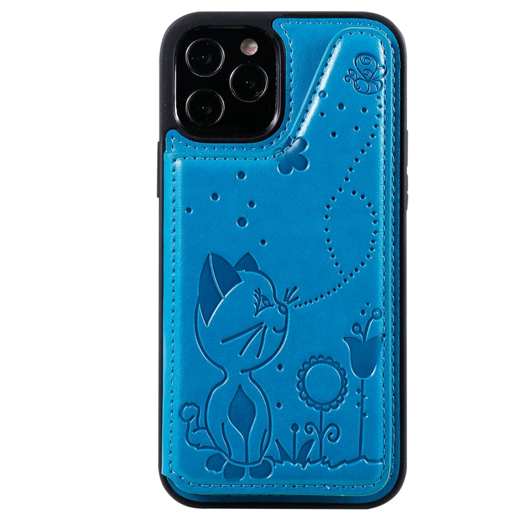 Cat Bee Embossing Pattern Shockproof Protective Case with Card Slots & Photo Frame, For iPhone 12 / 12 Pro, For iPhone 12 Pro Max