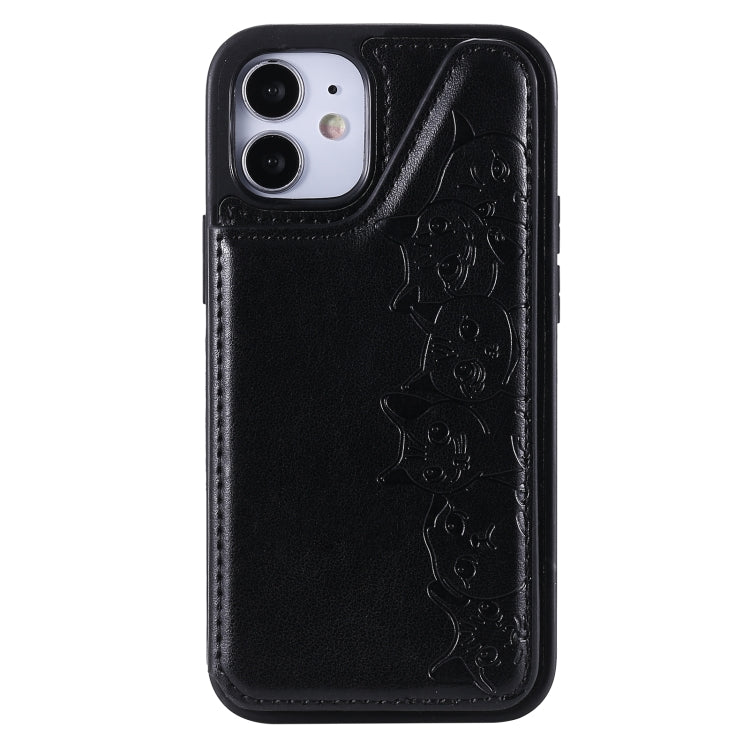 Six Cats Embossing Pattern Protective Case with Holder & Card Slots & Photo Frame, For iPhone 12 mini, For iPhone 12 / 12 Pro, For iPhone 12 Pro Max