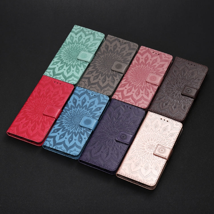 Pressed Printing Sunflower Pattern Horizontal Flip PU Leather Case with Holder & Card Slots & Wallet & Lanyard