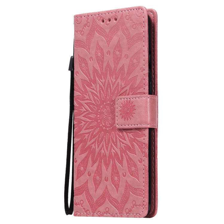 Sun Embossing Pattern Horizontal Flip Leather Case with Card Slot & Holder & Wallet & Lanyard