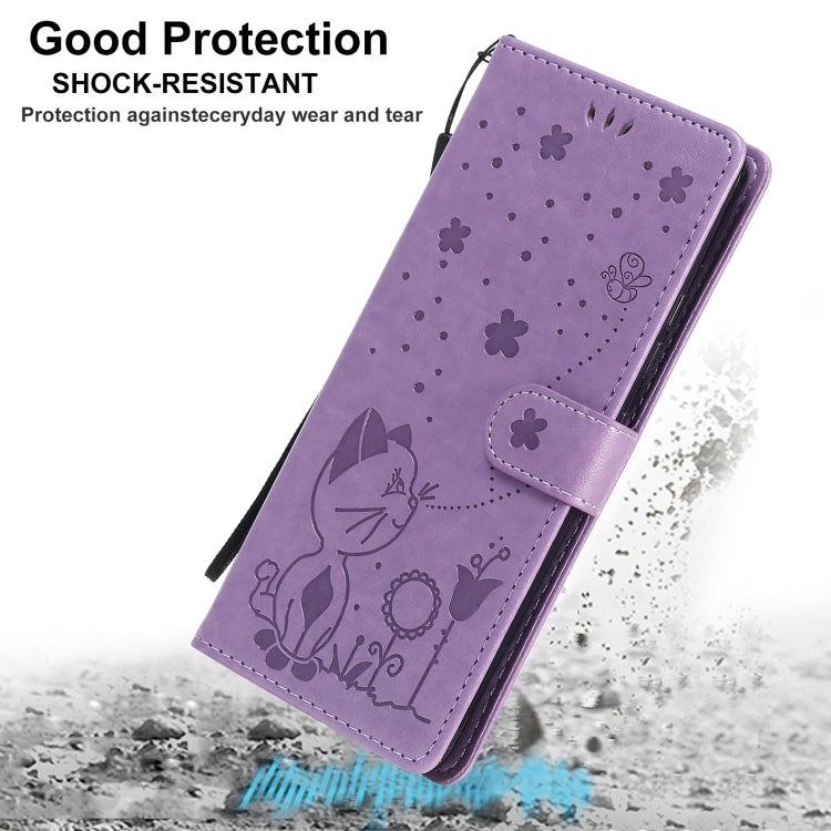Cat Bee Embossing Pattern Shockproof Horizontal Flip Leather Case with Holder & Card Slots & Wallet