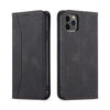 Skin-feel Calfskin Texture Magnetic Dual-Fold Horizontal Flip Leather Case with Holder & Card Slots & Wallet, For iPhone 12 Pro Max