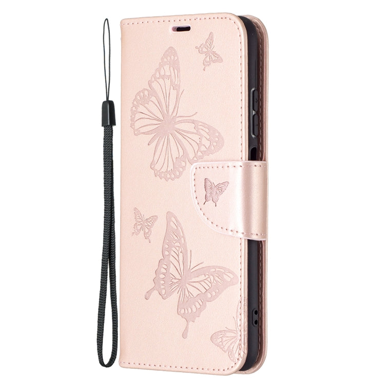 Two Butterflies Embossing  Pattern Horizontal Flip Leather Case with Holder & Card Slot & Wallet & Lanyard