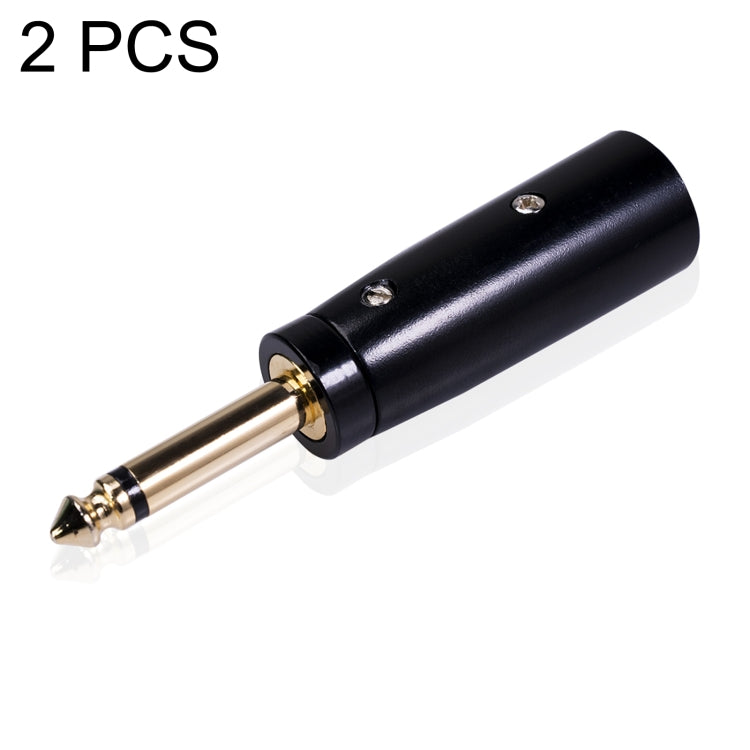 2 PCS LZ1168G Gilded 6.35mm Mono Male to XRL Male Audio Adapter