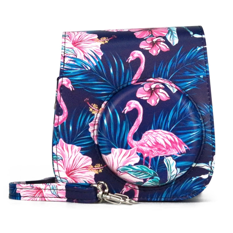 Flamingo Pattern Camera Bag with Shoulder Strap for Fujifilm Instax mini 11, For Fujifilm Instax mini 11(Black Background)
