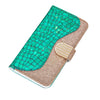 Laser Glitter Powder Matching Crocodile Texture Horizontal Flip Leather Case with Card Slots & Holder & Wallet