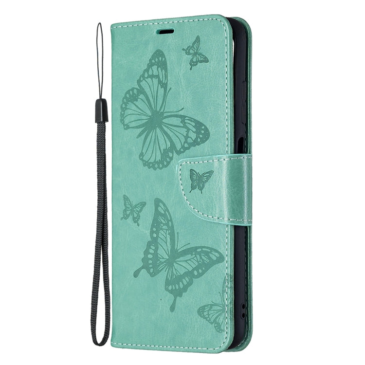 Embossing Two Butterflies Pattern Horizontal Flip PU Leather Case with Holder & Card Slot & Wallet & Lanyard