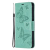 Embossing Two Butterflies Pattern Horizontal Flip PU Leather Case with Holder & Card Slot & Wallet & Lanyard