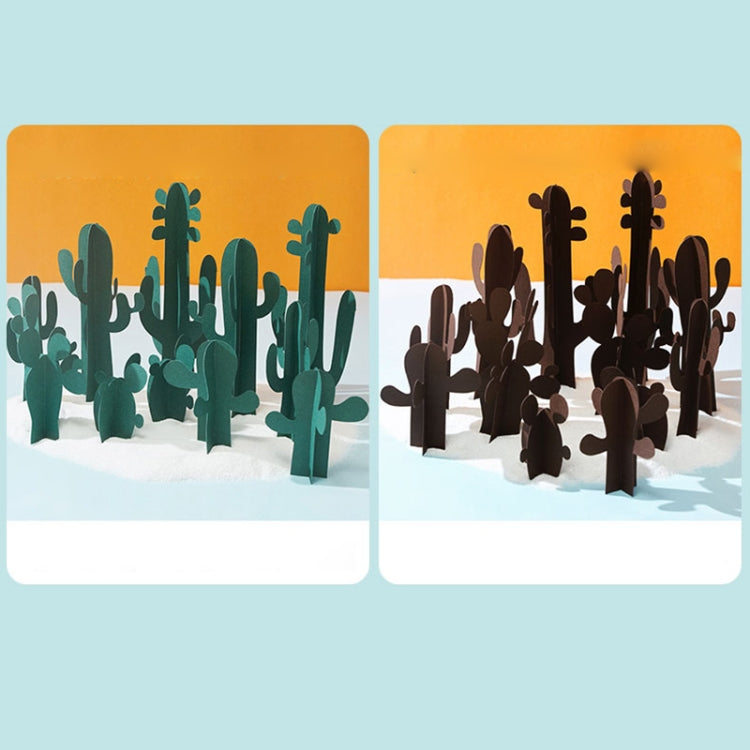12 in 1 Miniature Beach Paper Cut Cactus Sandy Beach Landscape Decoration Photography Props, Cactus (Green)