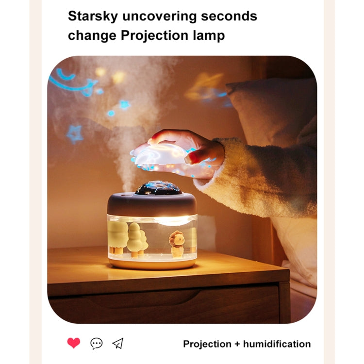 J221 Multifunctional Night Light Projection Humidifier, White Diver, Pink Diver, Pink Lion, White Lion