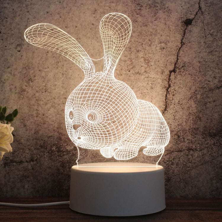 White Base Creative 3D Tricolor LED Decorative Night Light, Button Plug Version, Rabbit, Unicorn, Birthday Cake, Snow Deer 01, Christmas Tree 01, Christmas Deer 01, Globe