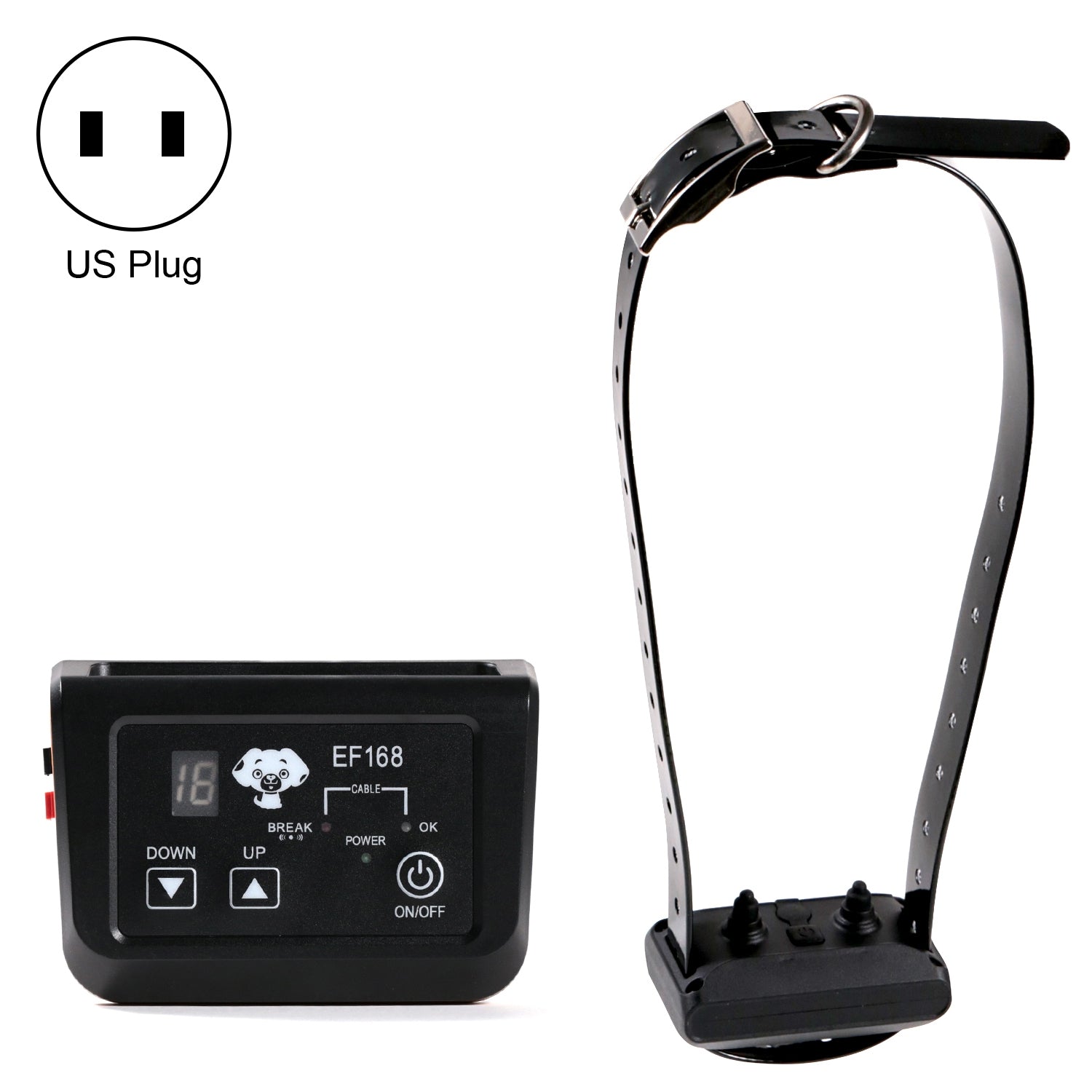 EF168 Wired Rechargeable Waterproof Pet Electronic Fence Dog Training Device, Style:1 to 1(US Plug)