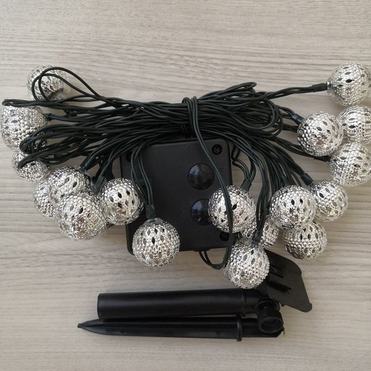 Ironwork Hollow Small Ball Outdoor LED Light String Garden Festival Decoration Light with Remote Control, Waterproof Battery Box 40 LEDs, Waterproof Battery Box 50 LEDs