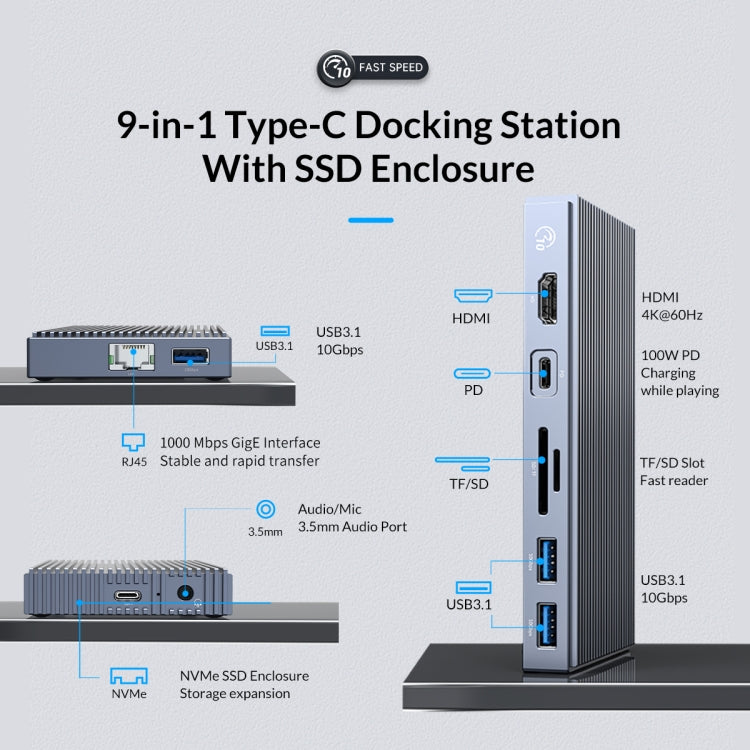 ORICO CDH-9N Type-C / USB-C Multifunctional Docking Station
