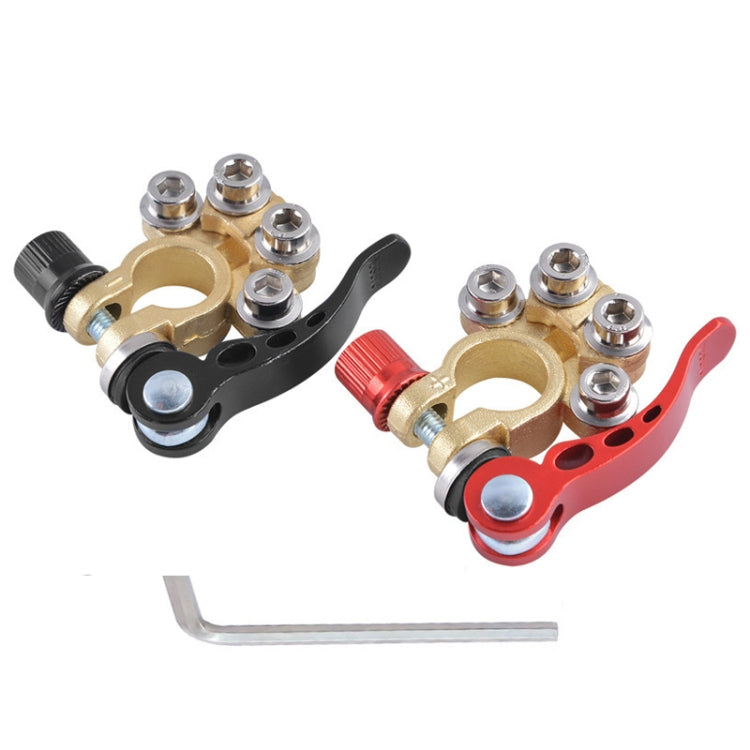 1 Pair Car Battery Terminals Quick Disconnect Cables Connectors, with L Wrench + Insulation Pad + Brush, with L Wrench + Insulation Pad + Brush