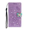 Horizontal Rhinestone Butterfly Embossed Leather Case with Card Slot & Wallet & Holder