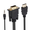 HDMI to VGA Adapter Cable with Audio, Length 1.8m, HDMI to VGA