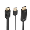 HDMI to USB+DisplayPort Adapter Cable with Power Supply, Length: 1.8m, 180cm