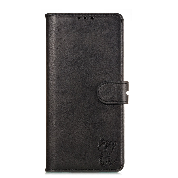 Embossed Happy Cat Pattern Horizontal Flip Leather Case with Holder & Card Slots & Wallet