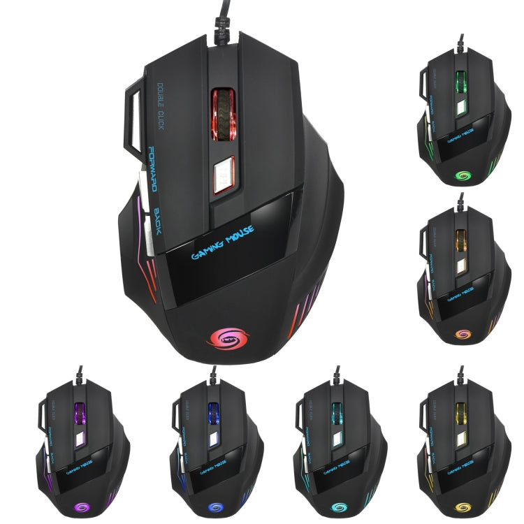 HXSJ A868 7-Keys Colorful Luminous Wired Mouse with Fire Button, A868
