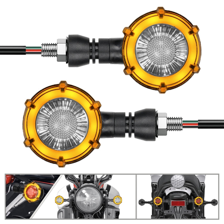 1 Pair Motorcycles Universal Rotating LED Dual-color Flow Turn Signal
