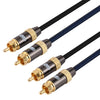 EMK 2 x RCA Male to 2 x RCA Male Gold Plated Connector Nylon Braid Coaxial Audio Cable for TV / Amplifier / Home Theater / DVD, 1m, 1.5m, 2m, 3m, 5m