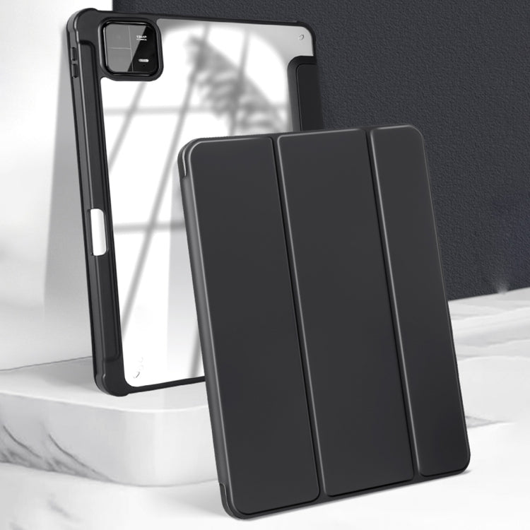 3-fold Clear PC Smart Leather Tablet Case with Pen Slot