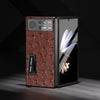 Integrated Genuine Leather Ostrich Texture Phone Case with Holder