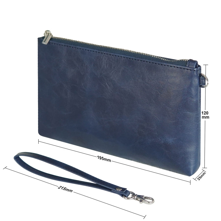 6 inch Simple Retro Leather Clutch Zipper Bag